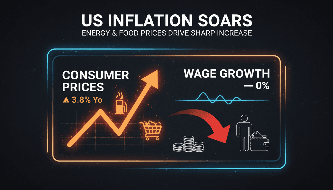 Graph showing rising US inflation rates and stagnant wage growth