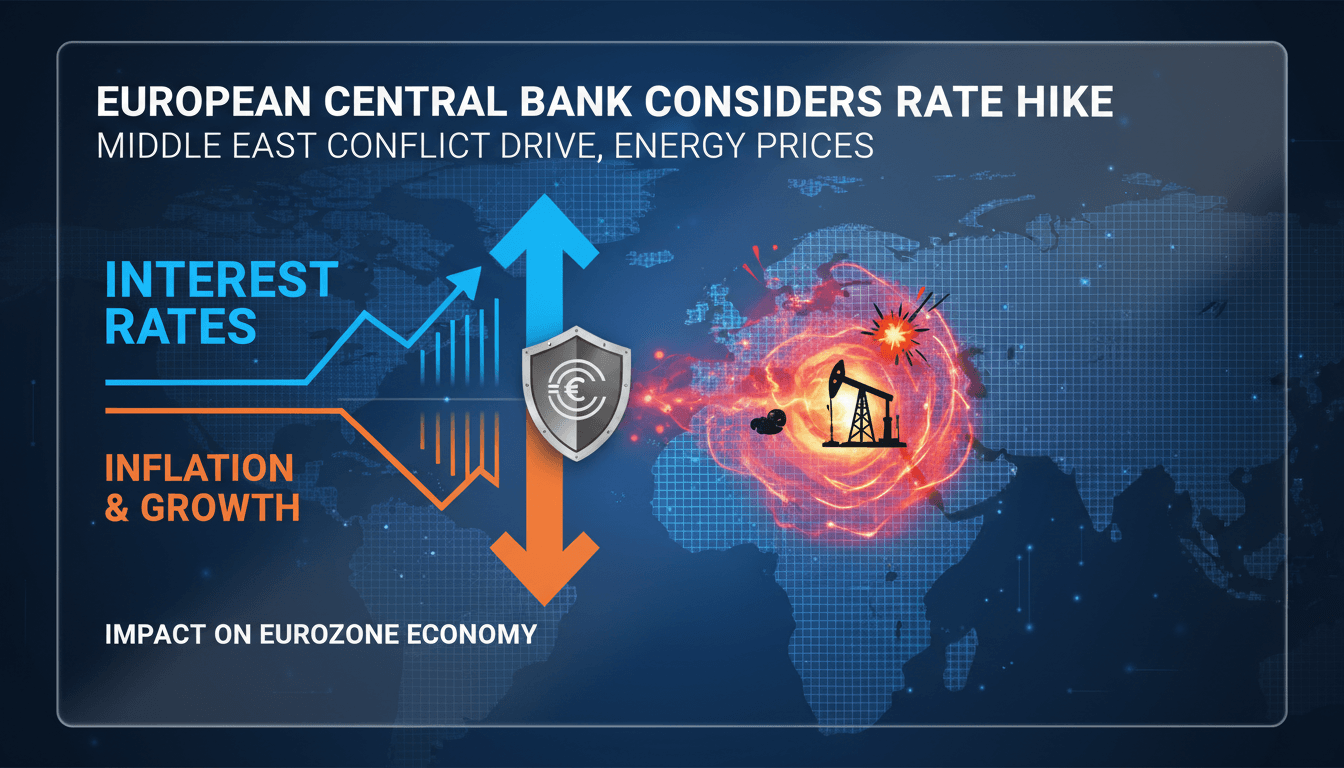 European Central Bank building with financial graphs overlay