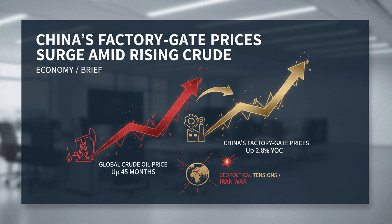 China's factory-gate prices reach highest level in 45 months amid rising global crude prices
