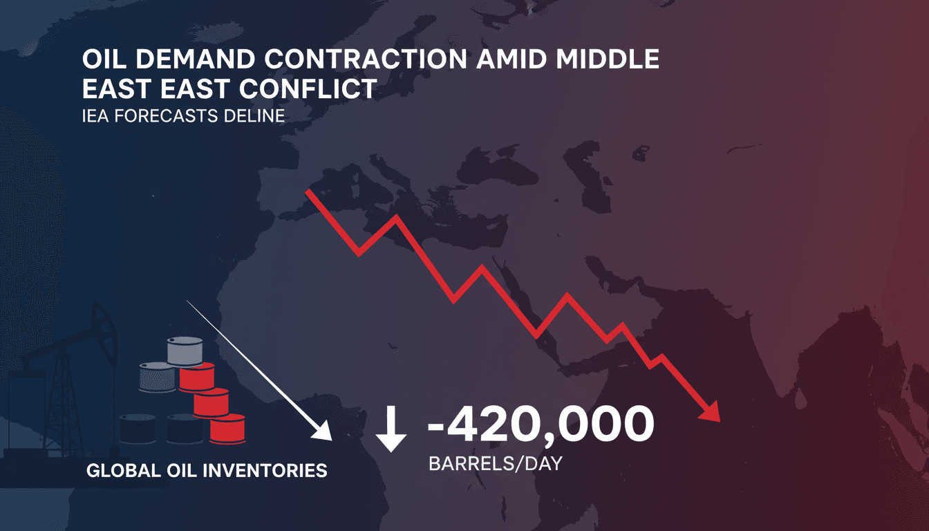 Graph showing decline in global oil inventories and demand forecasts
