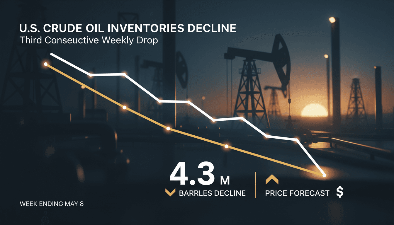 Graph showing the decline in U.S. crude oil inventories over the past weeks.