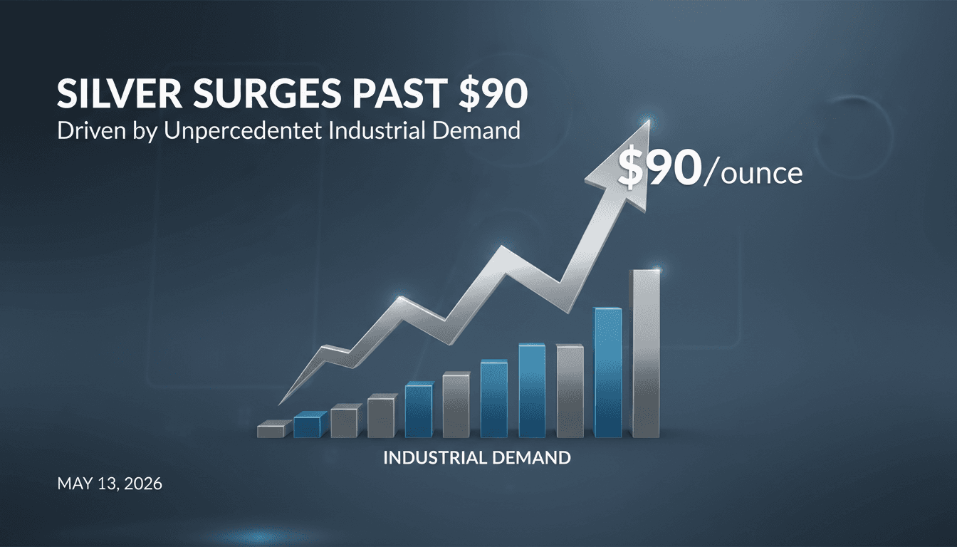 Silver prices exceed $90 per ounce driven by industrial demand