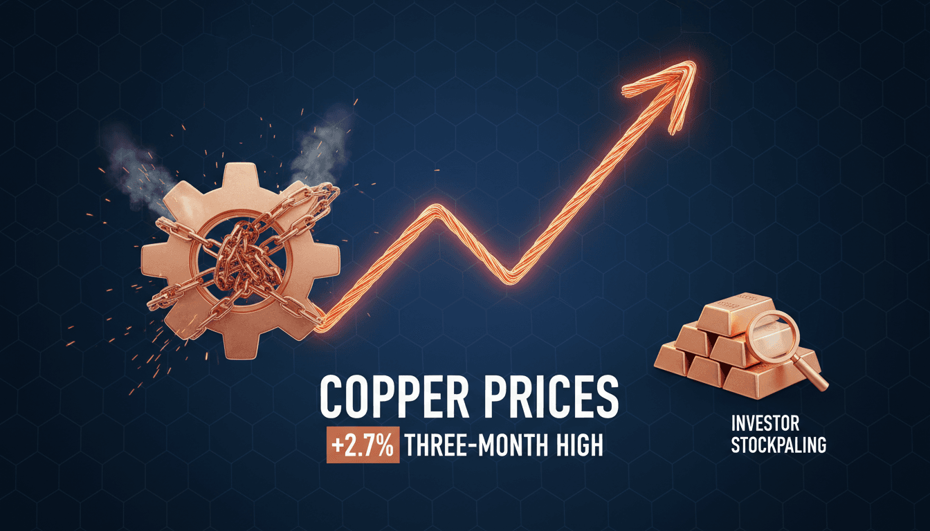 Copper prices reach three-month high amid supply concerns