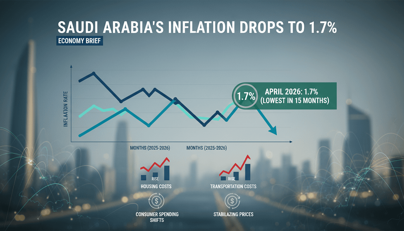 Graph showing Saudi Arabia's inflation rate decline over 15 months