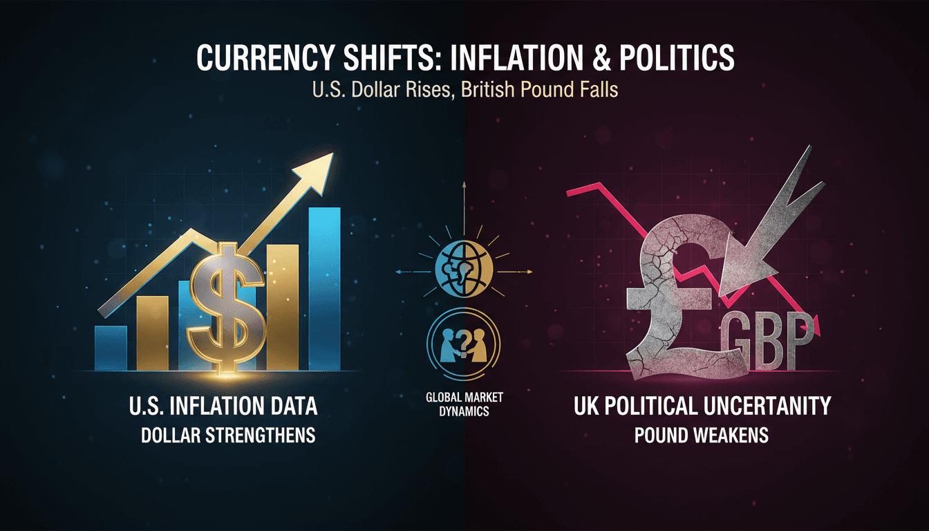 U.S. dollar and British pound currency exchange graphic