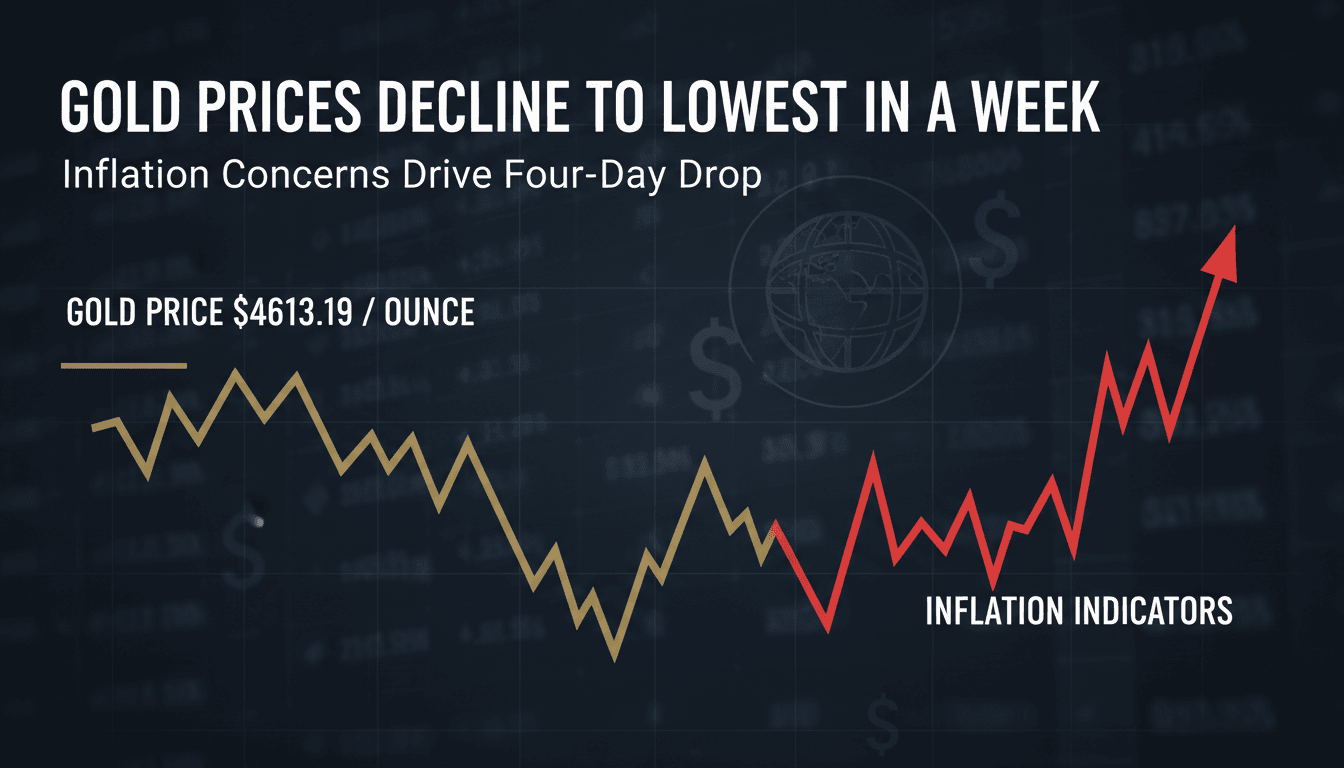 Gold bars with a declining price chart in the background