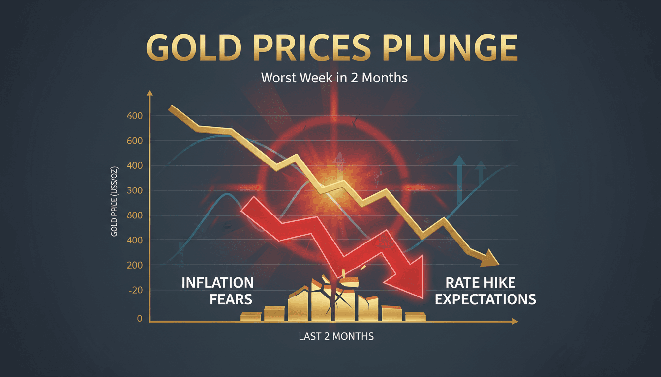 Graph showing the decline of gold prices over the past two months