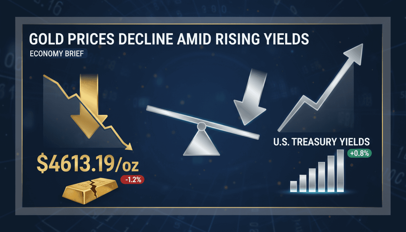 Gold prices decline to lowest levels in over a week amid rising U.S. Treasury yields
