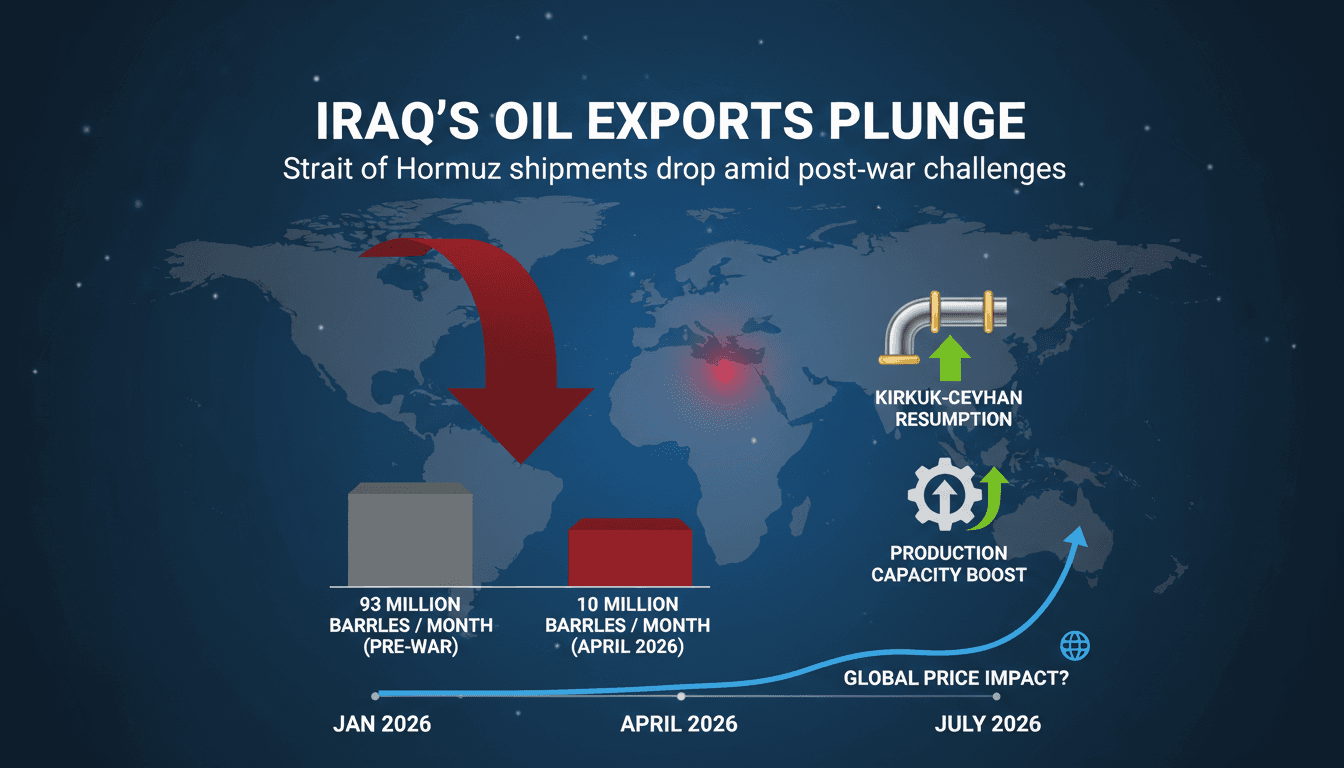 Graph showing the decline of Iraq's oil exports through the Strait of Hormuz.