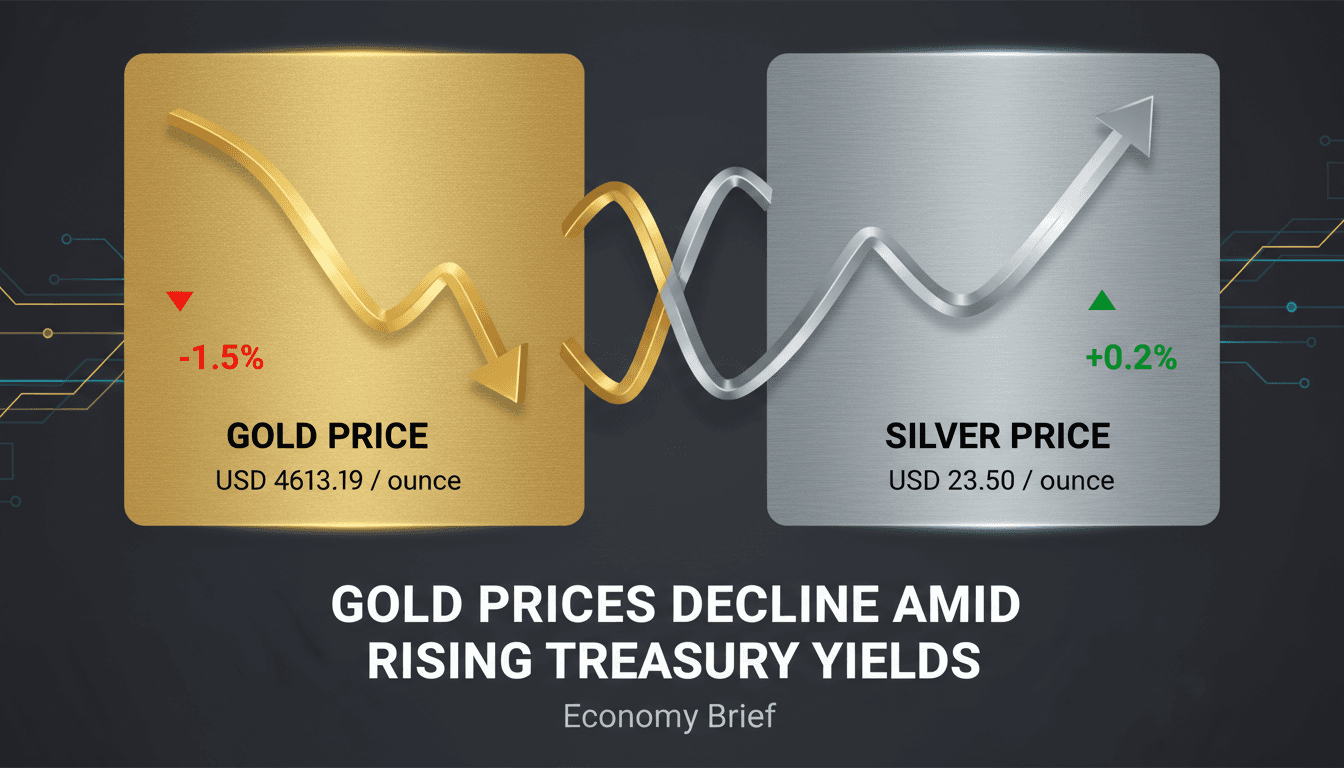 Gold prices decline to lowest level in over a week amid rising Treasury yields