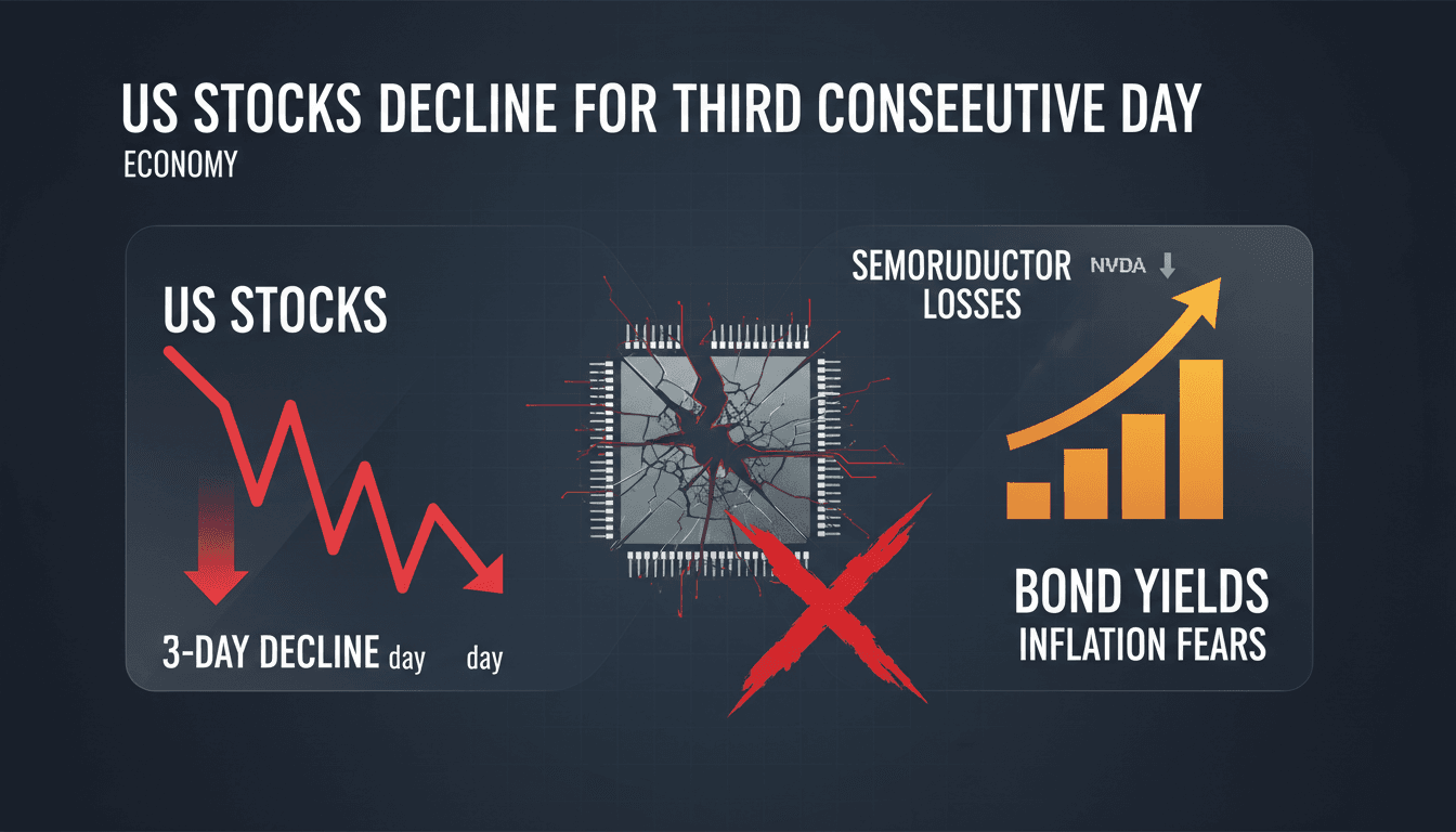 US stocks decline for third consecutive day amid inflation fears and semiconductor losses
