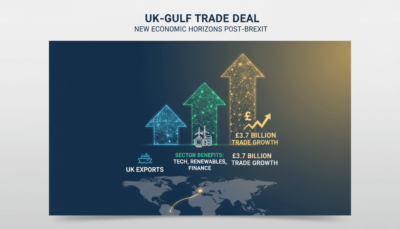 UK and Gulf states flags representing the new trade agreement