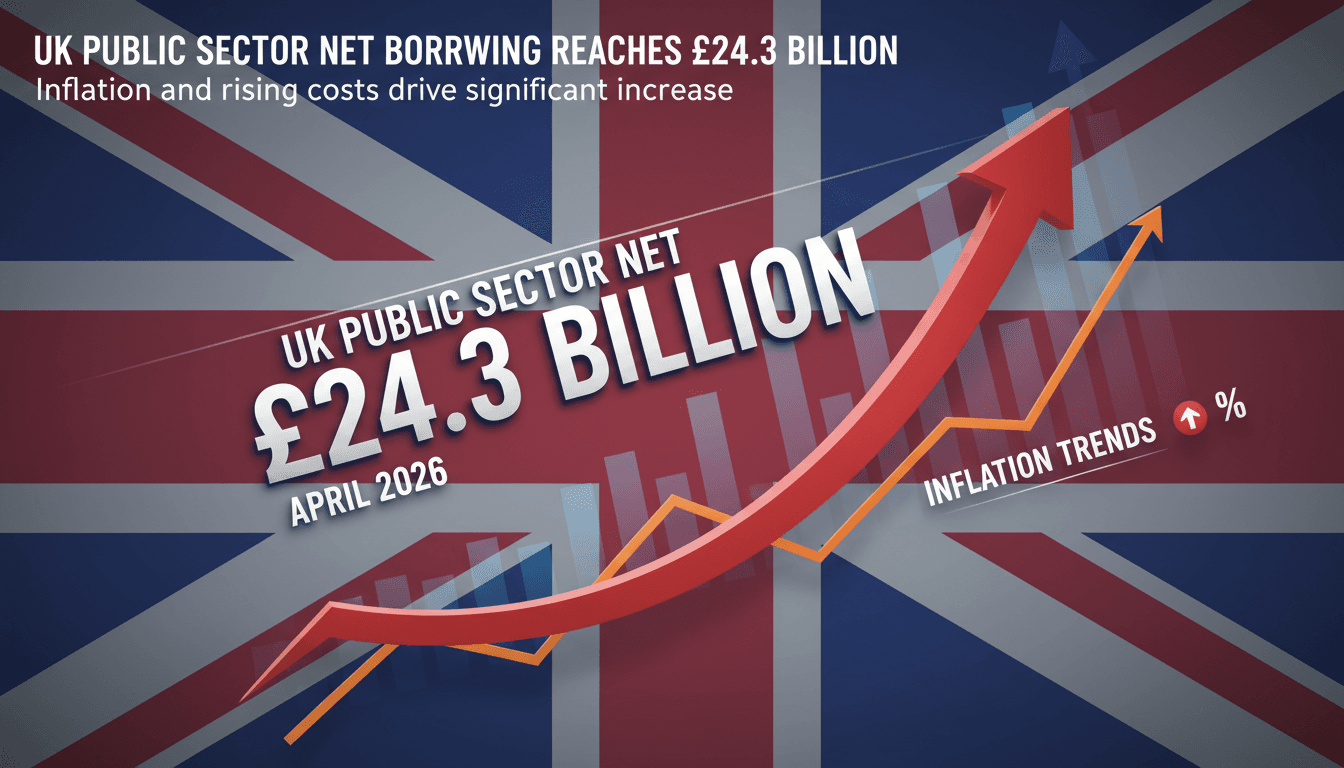 Graph showing UK public sector net borrowing trends and inflation rates.
