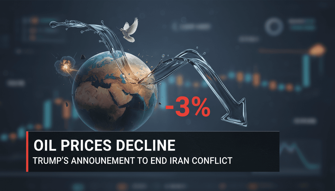 Graph showing the decline in oil prices following Trump's announcement on Iran.