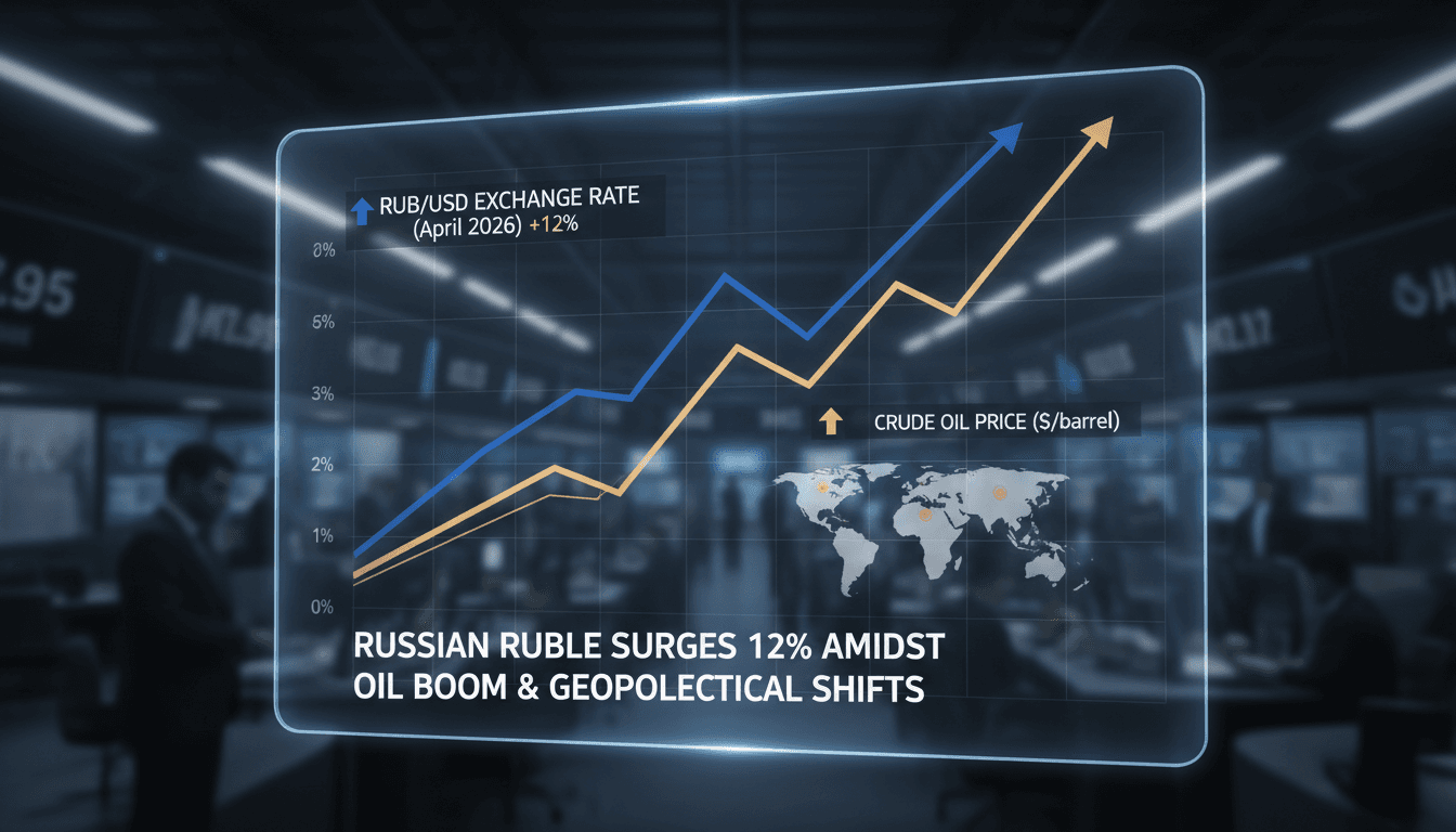 Graph showing the appreciation of the Russian ruble against the US dollar.