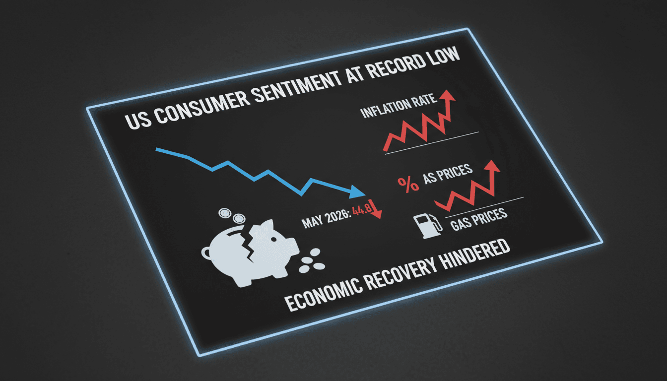 Graph showing the decline in U.S. consumer sentiment and rising gas prices.