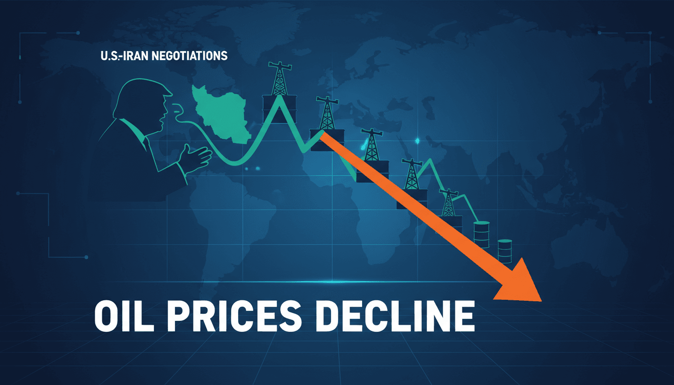 Graph showing the decline in oil prices following Trump's announcement on U.S.-Iran negotiations.