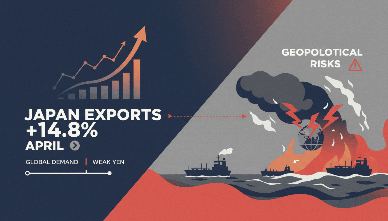 Graph showing Japan's export growth and geopolitical risks