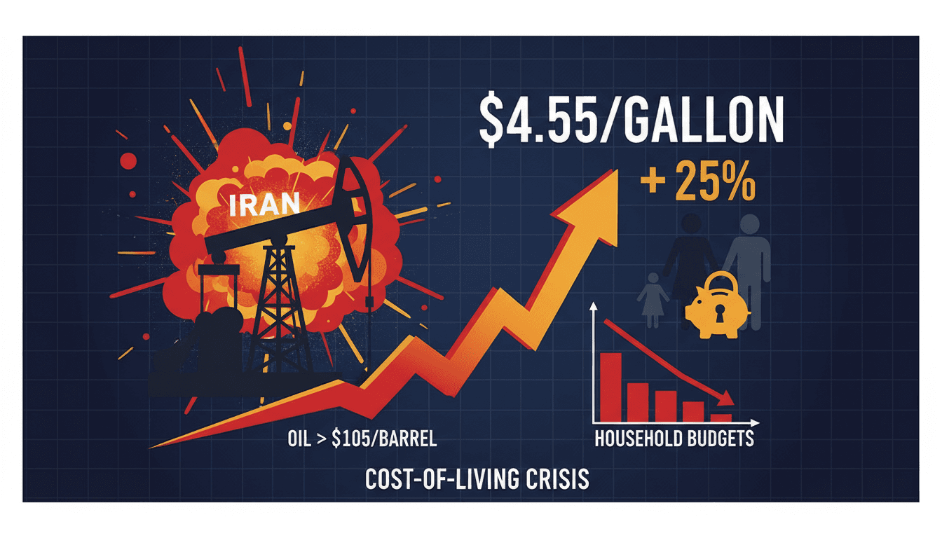 Graph showing the rise in US gas prices linked to the Iran conflict.