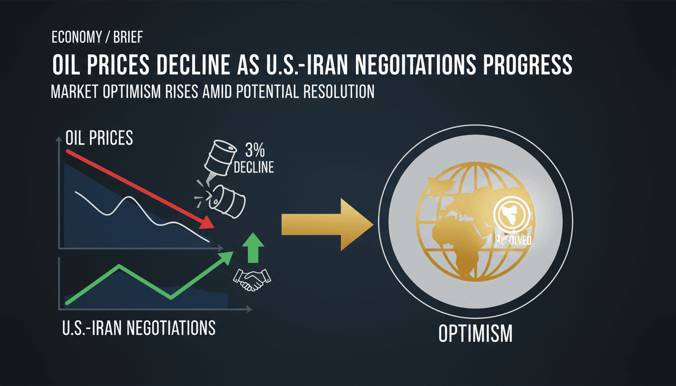 Graph showing the decline in oil prices following U.S.-Iran negotiation updates.