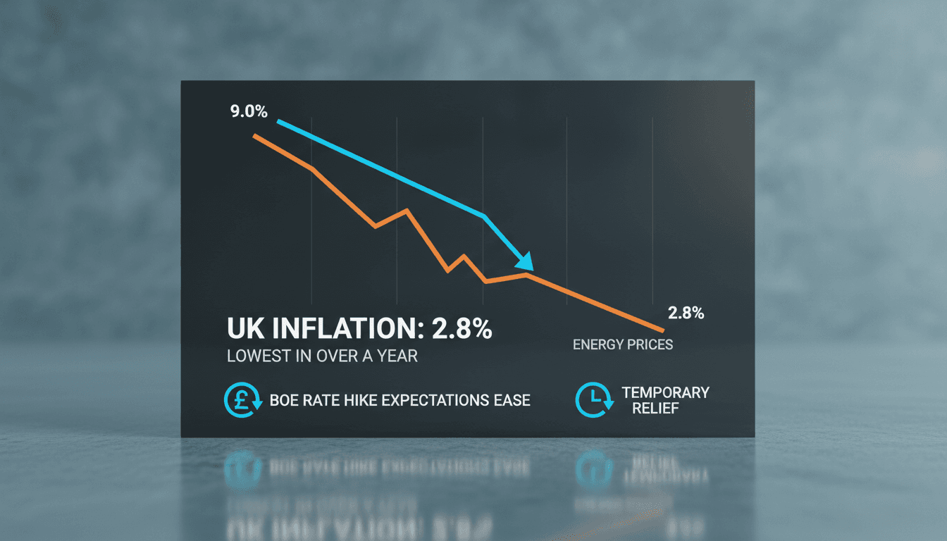 Graph showing the decline of UK inflation rates over the past year.