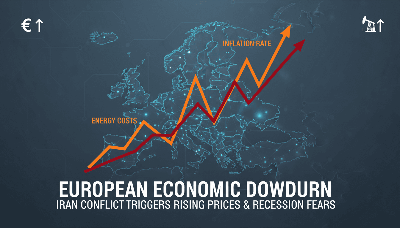 A graph showing rising inflation and energy costs in Europe due to the Iran conflict.