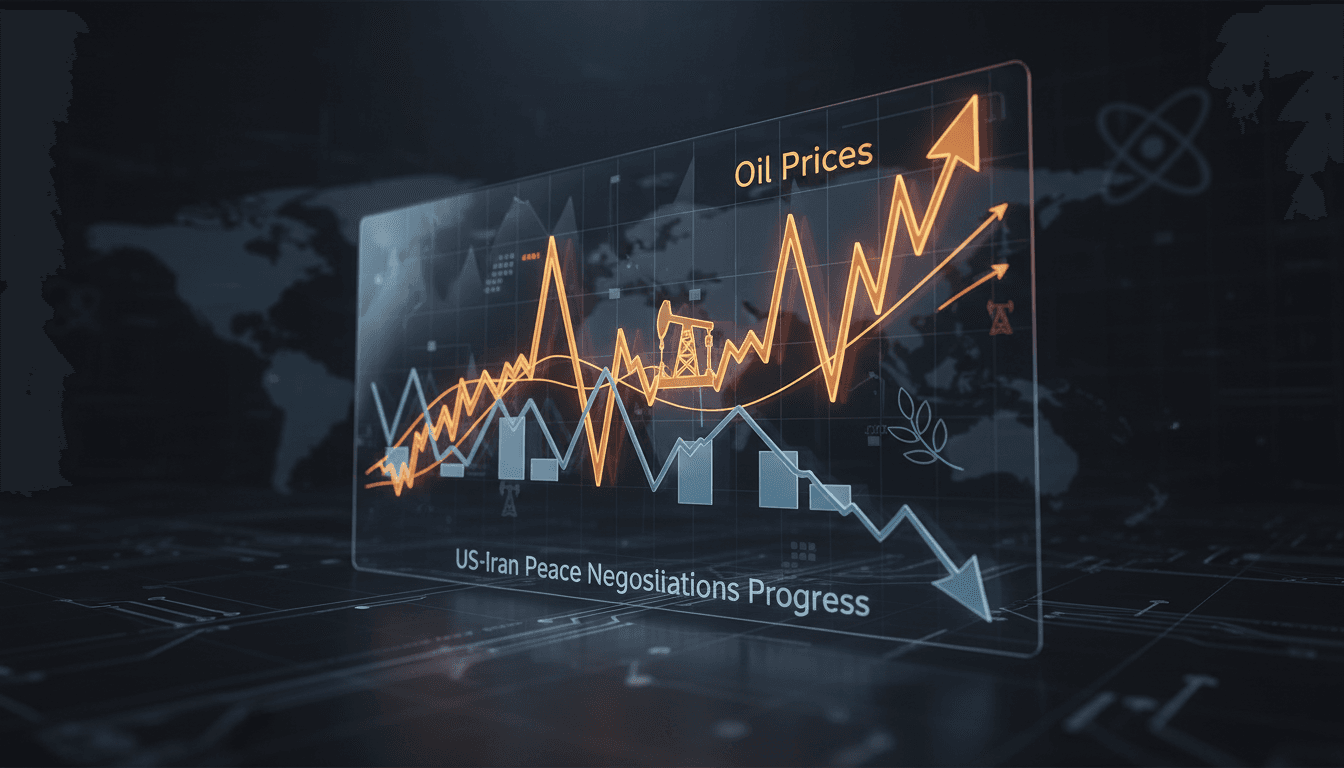Graph showing oil price fluctuations in relation to US-Iran peace talks.