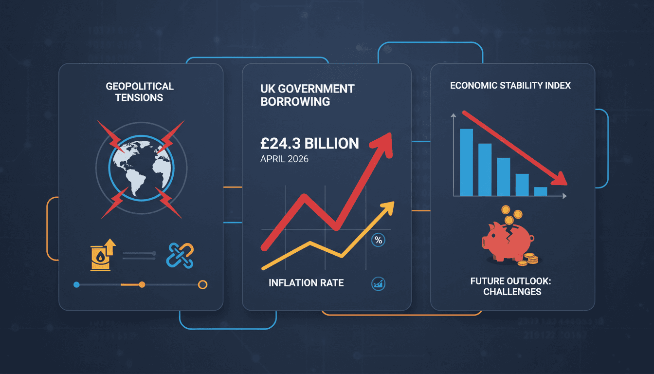 Graph showing UK government borrowing trends and inflation rates.