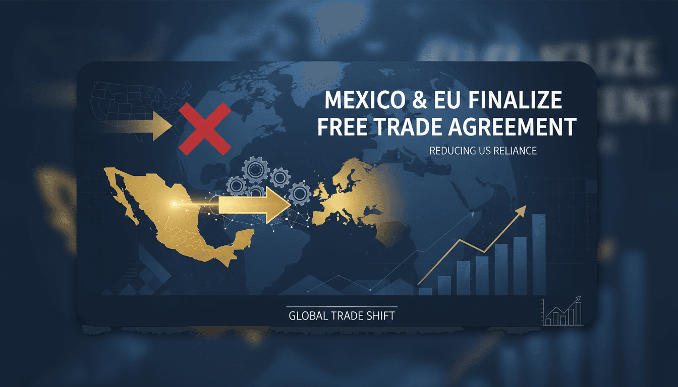 Mexican and EU flags symbolizing the new trade agreement