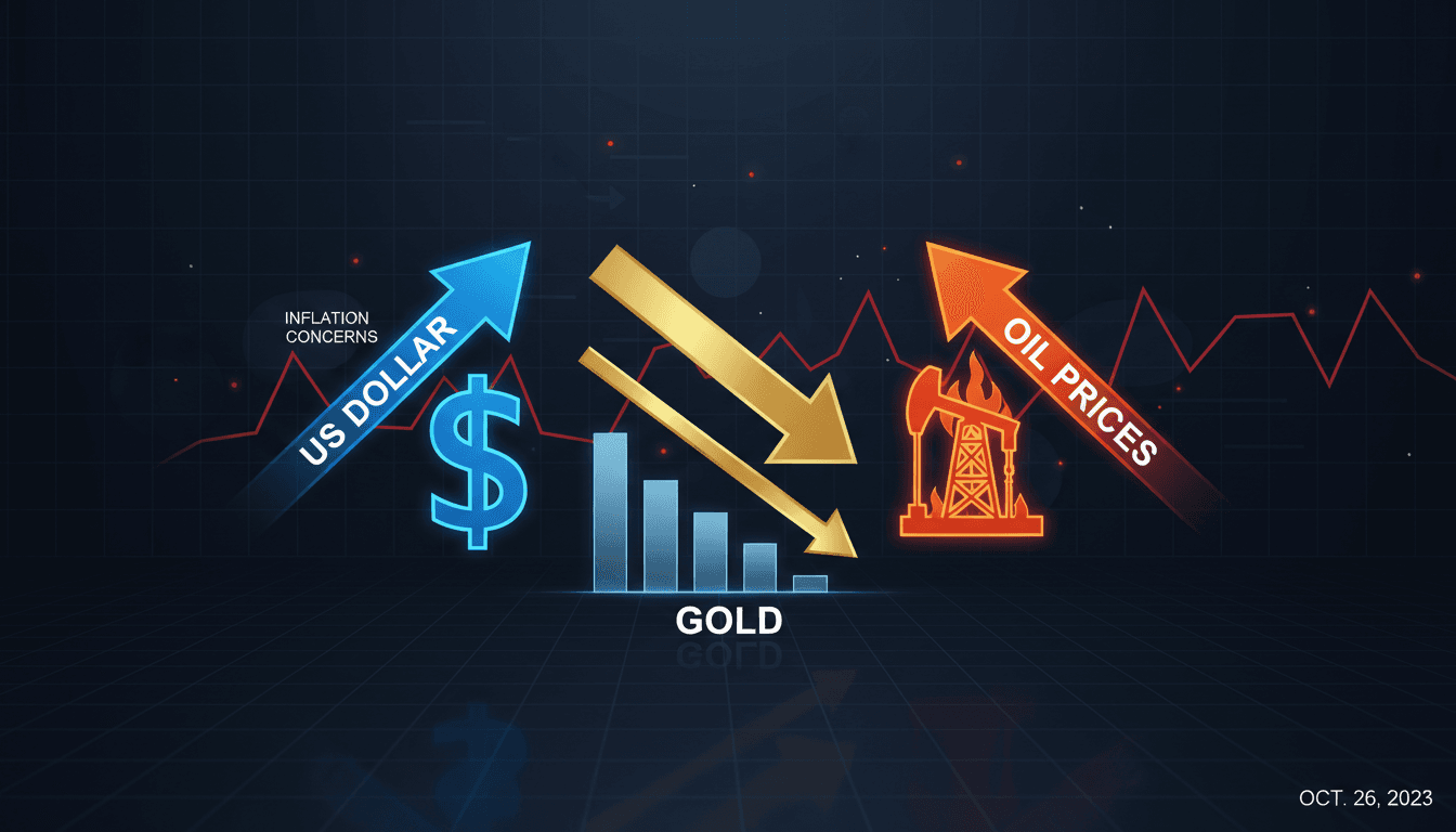 Gold bars with a backdrop of fluctuating financial graphs