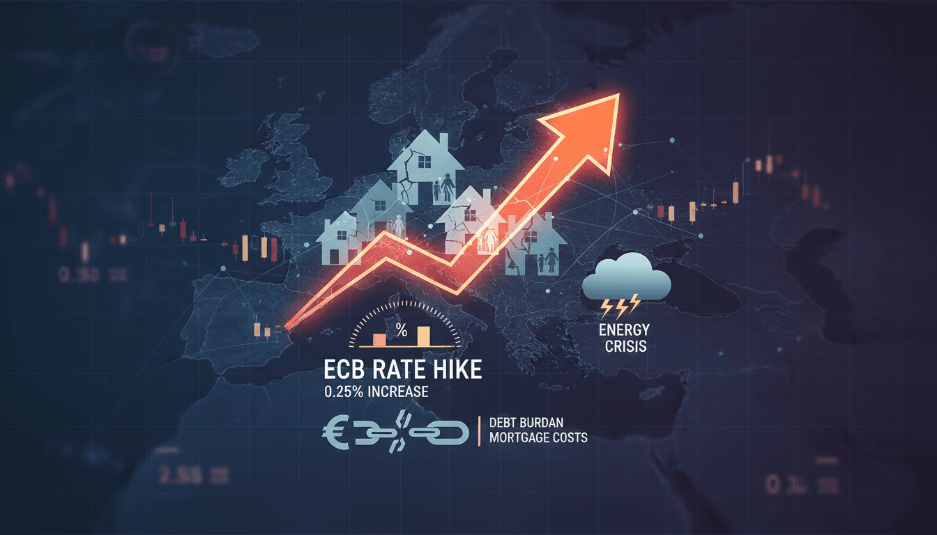 European Central Bank building with financial graphs overlay