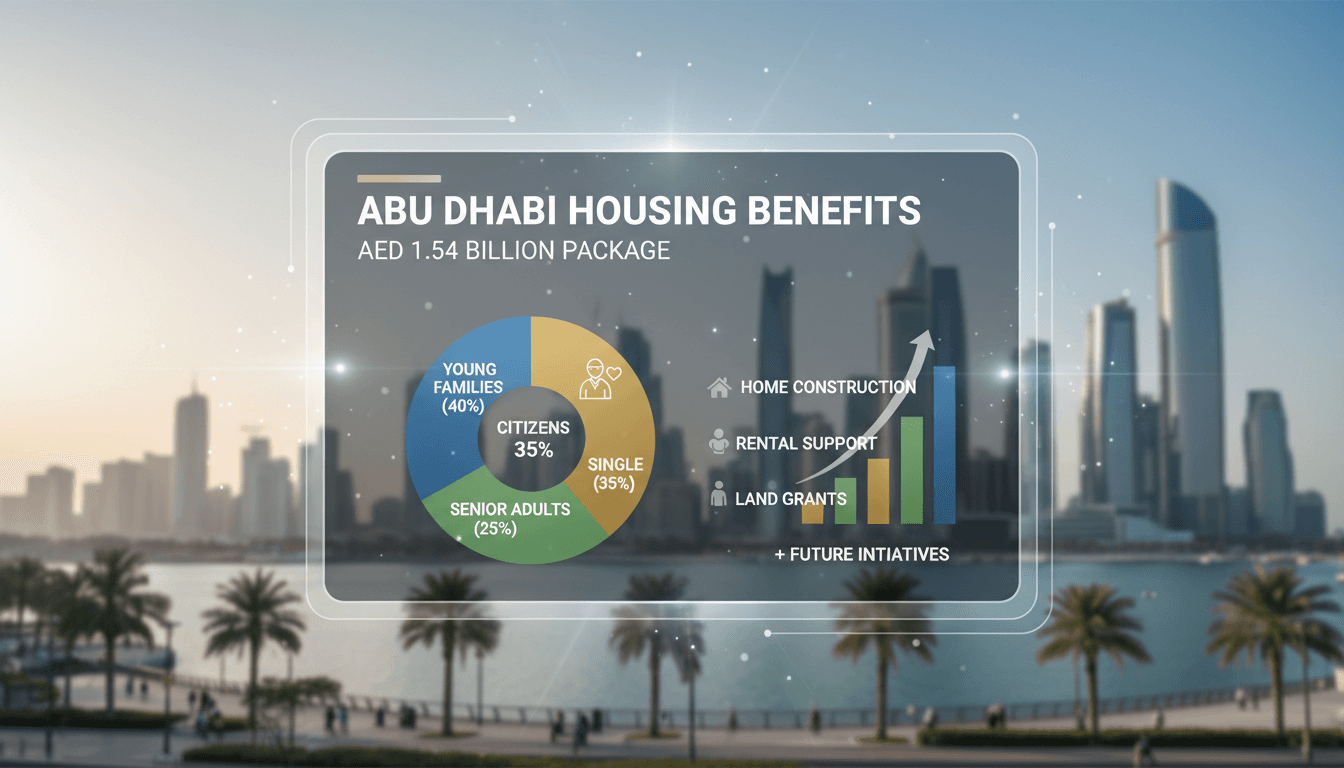 Abu Dhabi skyline with housing development imagery