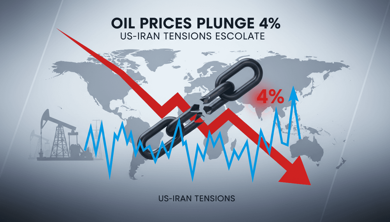 Graph showing the decline in oil prices amid US-Iran geopolitical tensions.