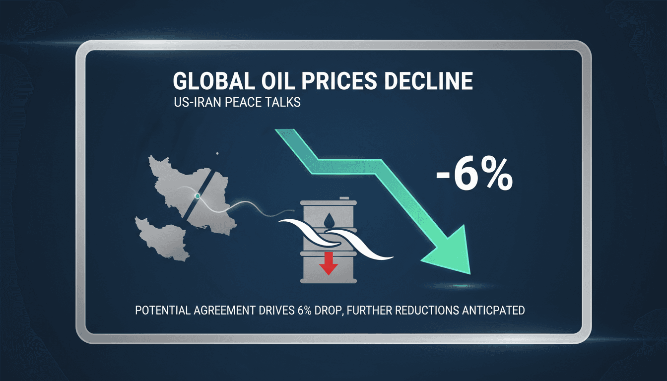 Graph showing the decline in oil prices linked to US-Iran negotiations.