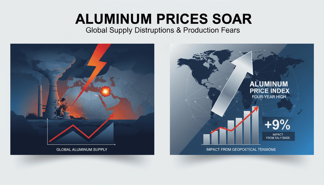 Graph showing the rise in aluminum prices linked to geopolitical tensions.