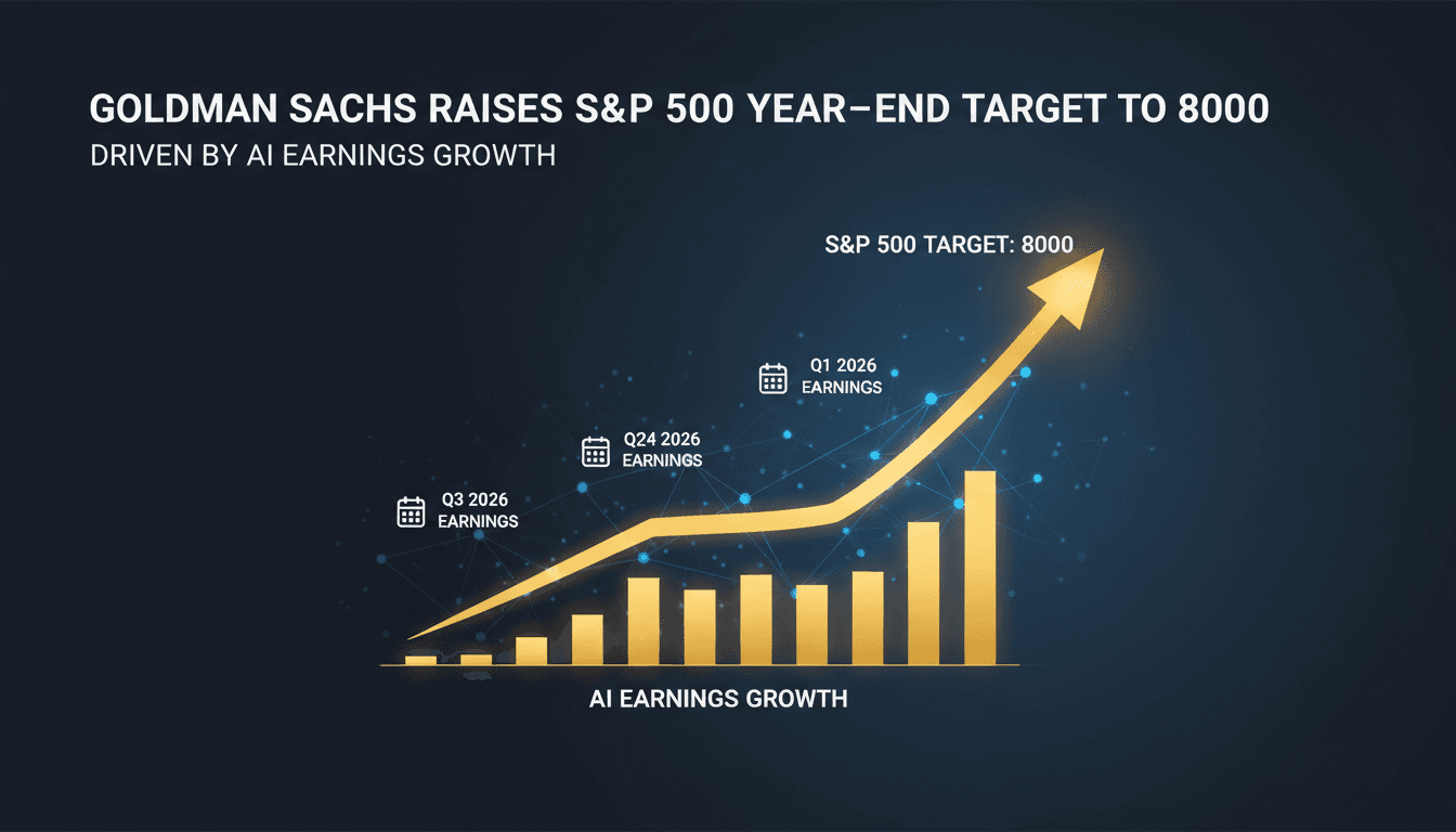 Goldman Sachs logo with a graph showing S&P 500 growth projections