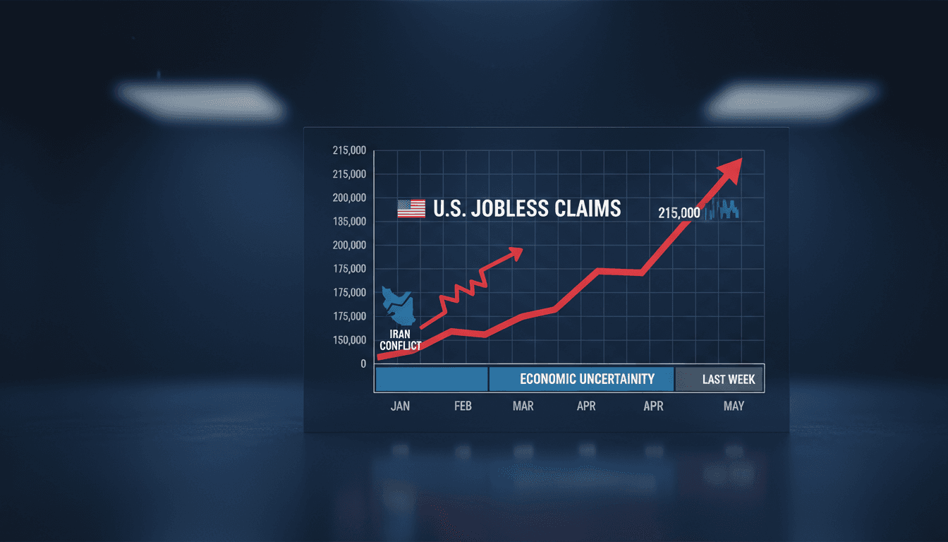 Graph showing the rise in U.S. jobless claims amid economic uncertainty.