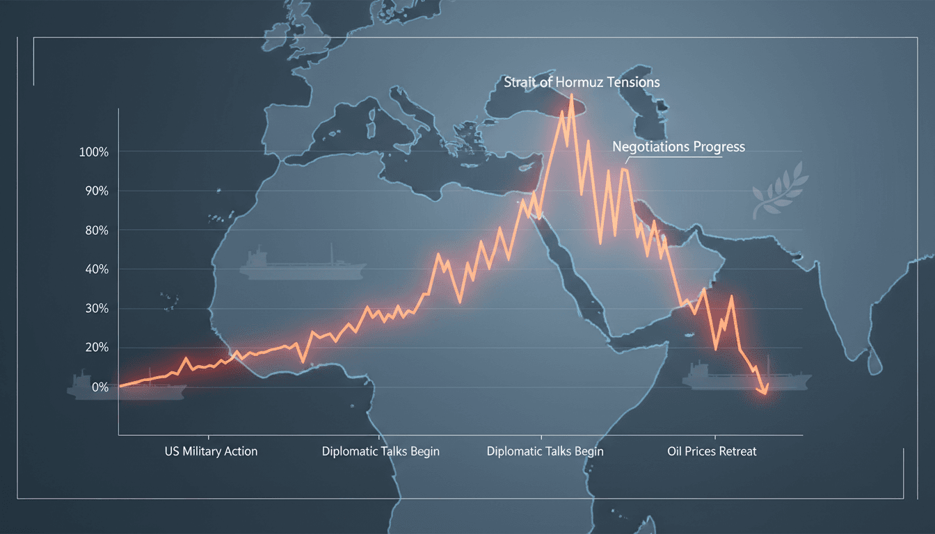 Graph showing oil price fluctuations related to geopolitical events in the Strait of Hormuz.