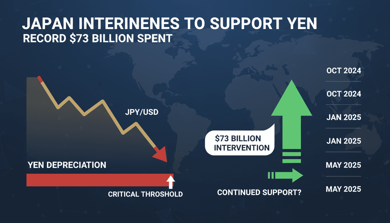 Japan's Finance Ministry announces record currency intervention to support the yen.