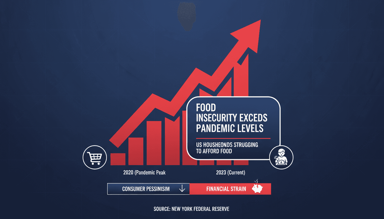 Graph showing the rise of food insecurity in America compared to pandemic levels.