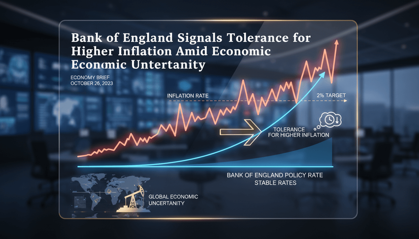 Bank of England building with economic graphs in the foreground