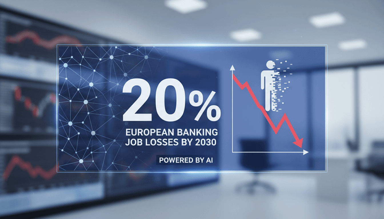 Graph showing projected job losses in European banking due to AI adoption.