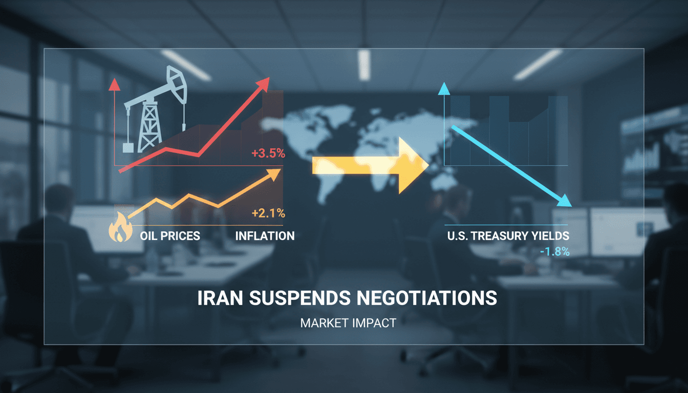 Graph showing the impact of Iran's negotiation suspension on U.S. financial markets.