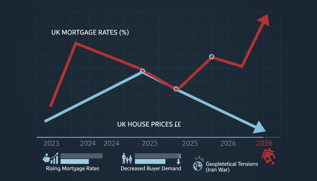 Graph showing the decline of UK house prices in May 2026