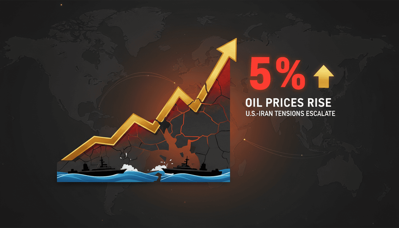 Oil prices rise amid geopolitical tensions between the U.S. and Iran.