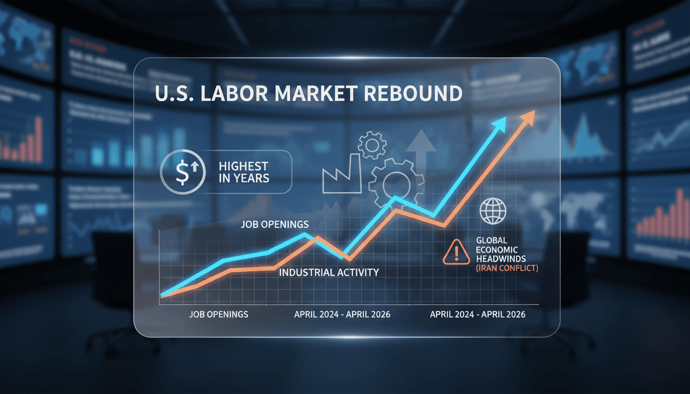 Graph showing the rise in U.S. job openings and industrial activity in 2026.
