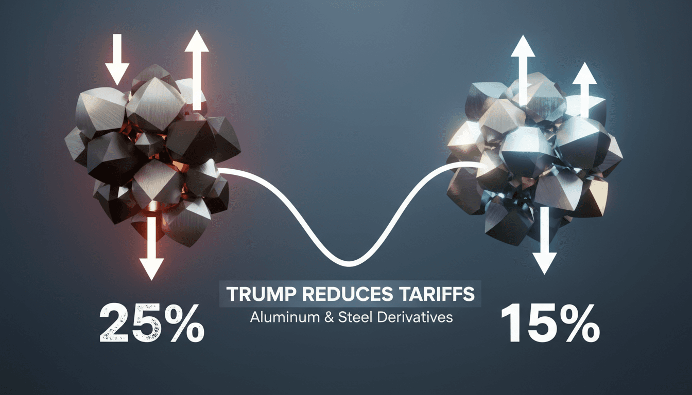 President Trump signing the proclamation to reduce tariffs on aluminum and steel derivatives.