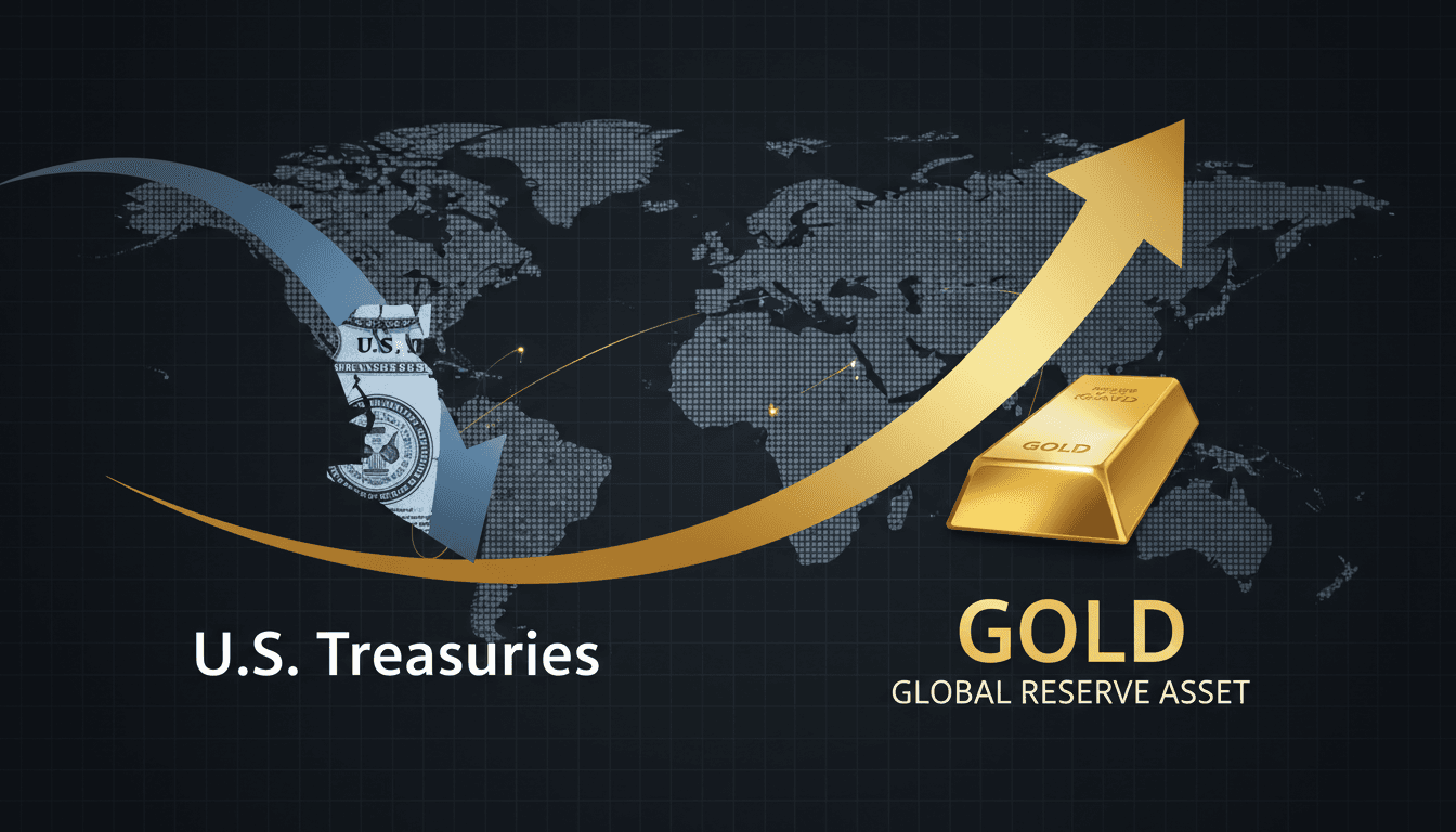 Gold bars representing the leading global reserve asset shift