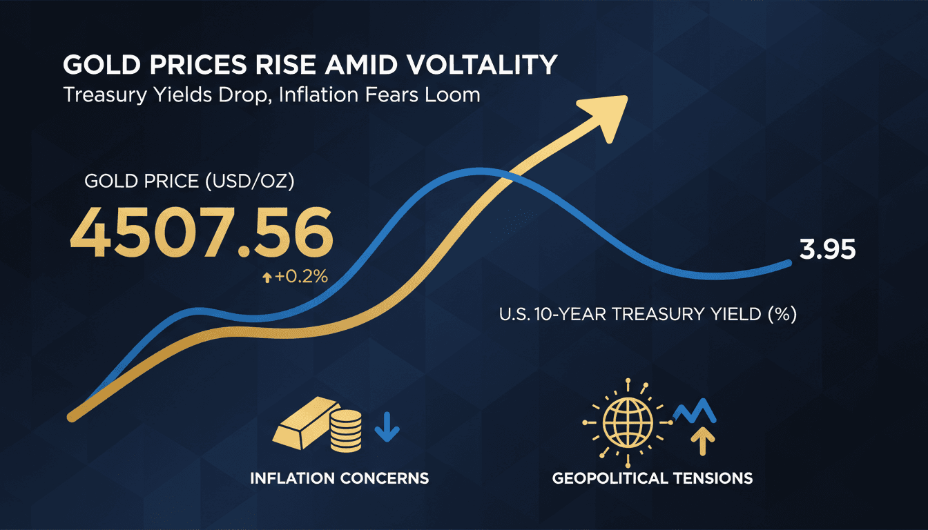Gold bars with fluctuating financial graphs in the background.