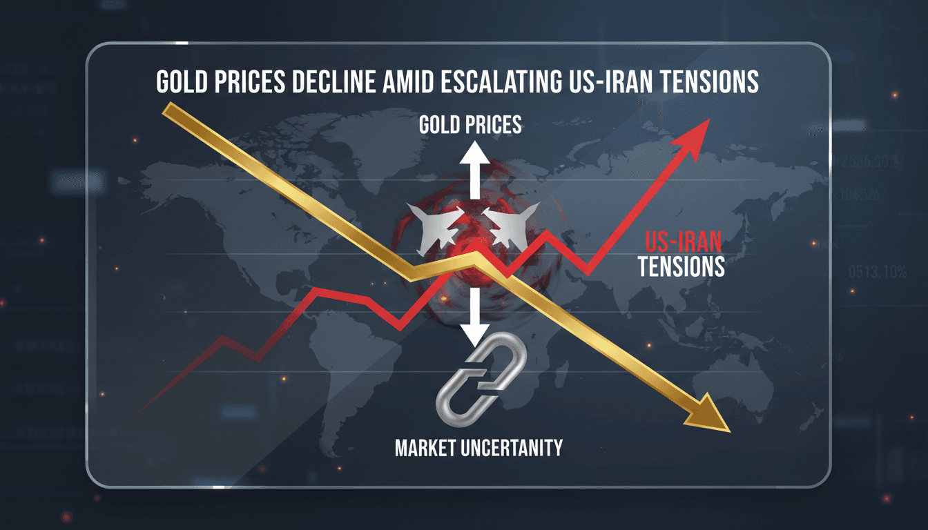 Gold bars with a backdrop of geopolitical tension imagery